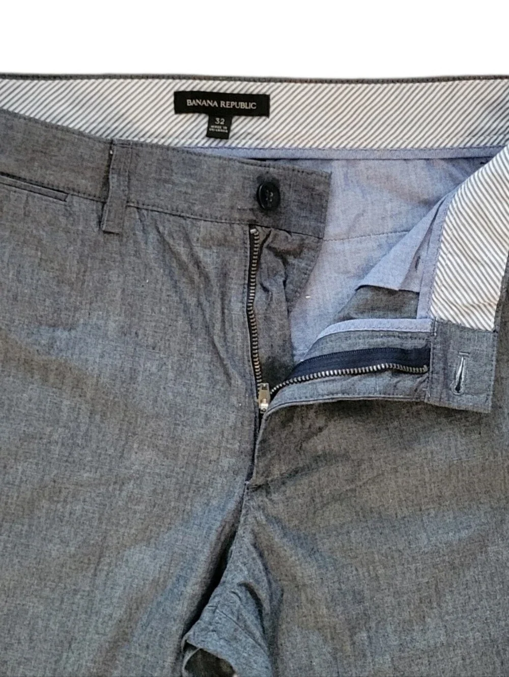 Banana Republic Chambray Flat-Front Shorts - Blue Gray